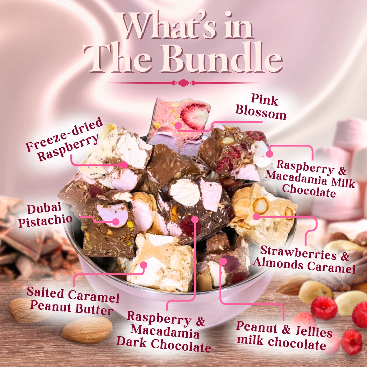 Poppy's Chocolate Rocky Road Bundle 8 Pieces Try Them All Bundle Content