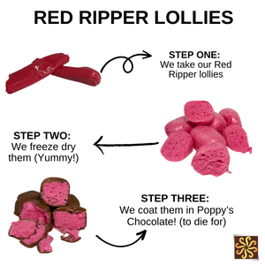 Frochies Red Ripper chocolate coated freeze dried lollies