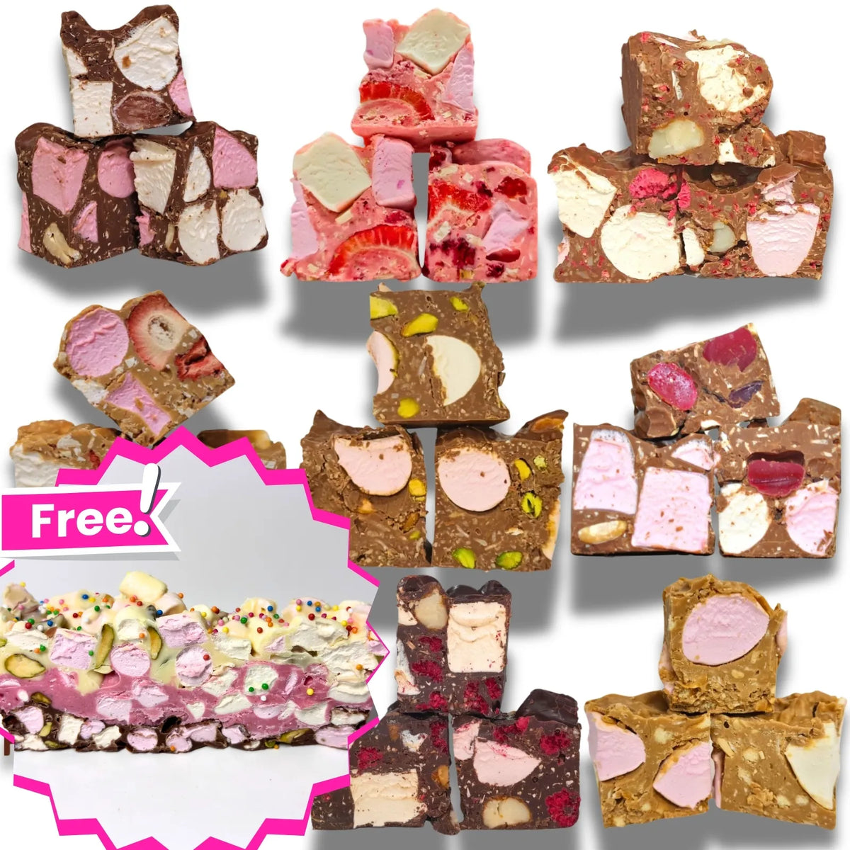 Poppy's Chocolate Rocky Road Bundle 9 - Rocky Road Week Limited Edition - Pieces Try Them All Luxury Handmade Chocolate 