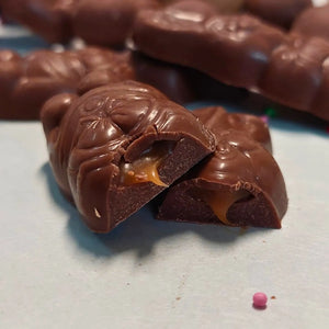 Milk Chocolate Bunnies with a surprise burst of salted caramel inside!