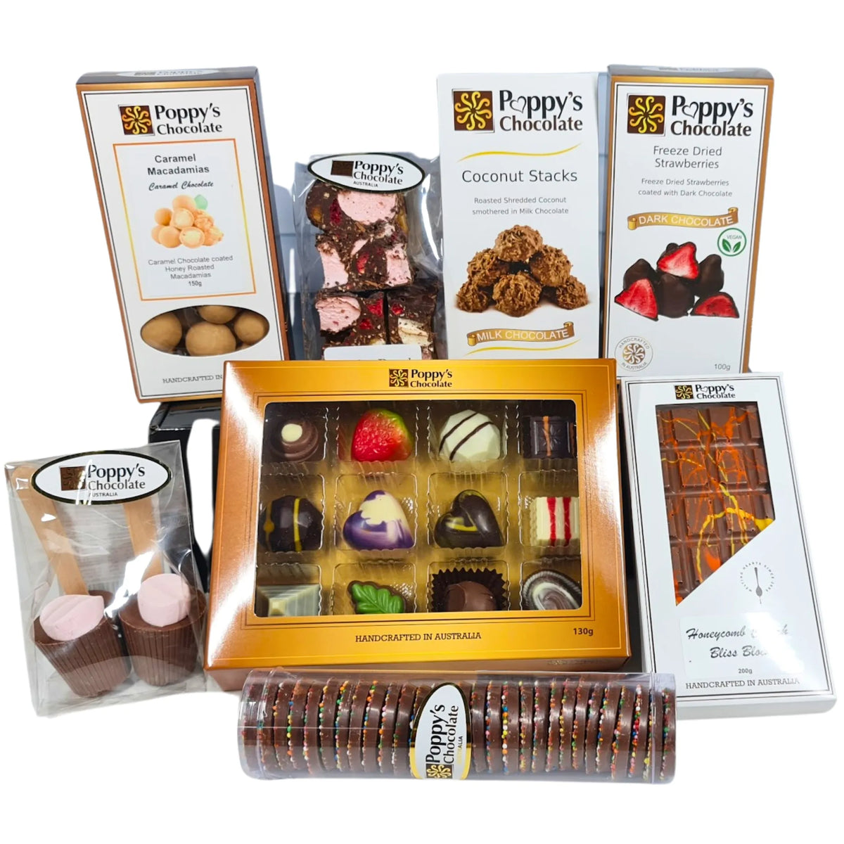 Poppy's Chocolate The Chocolate Connoisseurs Chocolate Hamper Luxury Handmade Chocolate Australia lollies