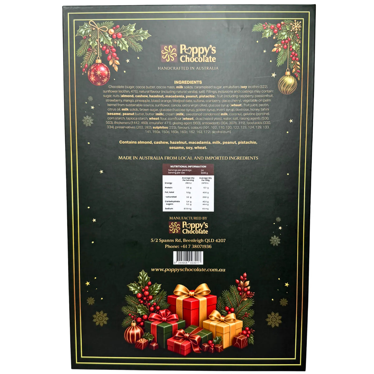 Poppy’s Chocolate Christmas Advent Calendar featuring 24 numbered doors in a luxurious hard case