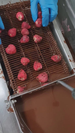 Dark Chocolate coated Freeze Dried Strawberries 100g_vid