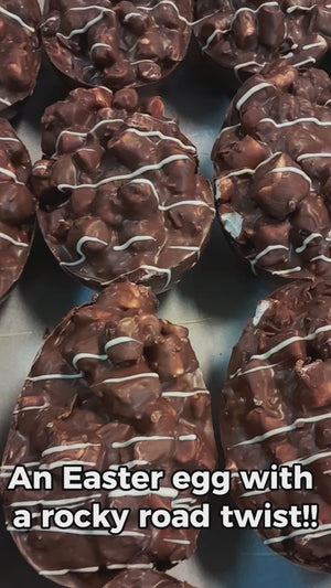 Rocky Road Easter Egg Milk Chocolate Macadamia Cherry