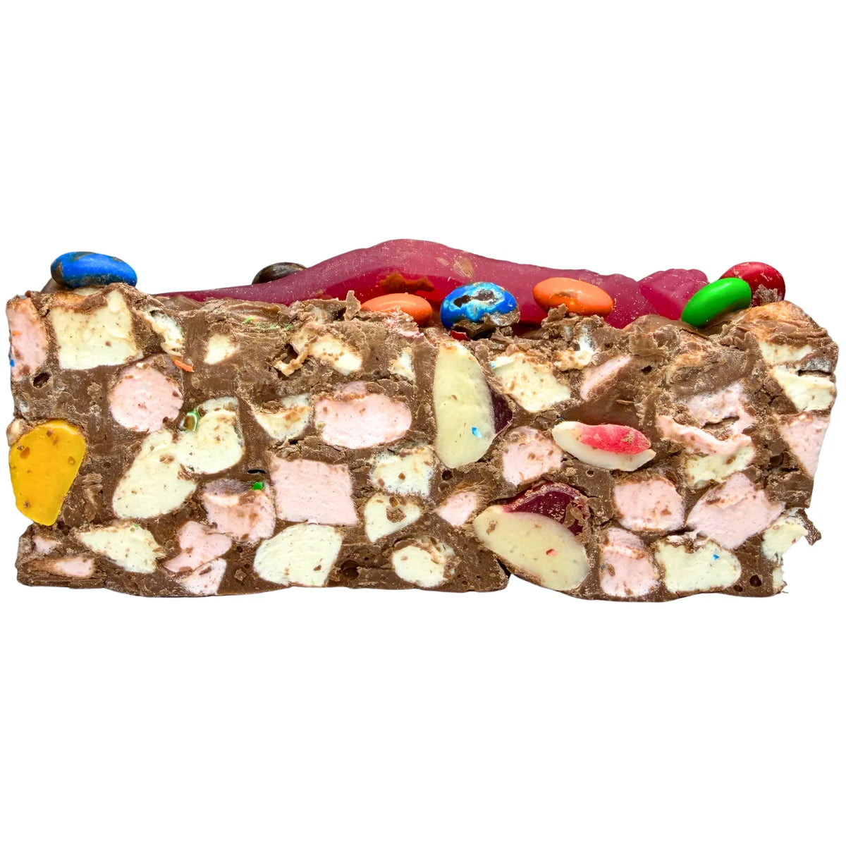 Trick or Treat Halloween Rocky Road packed with colourful lollies, marshmallows and chocolate.