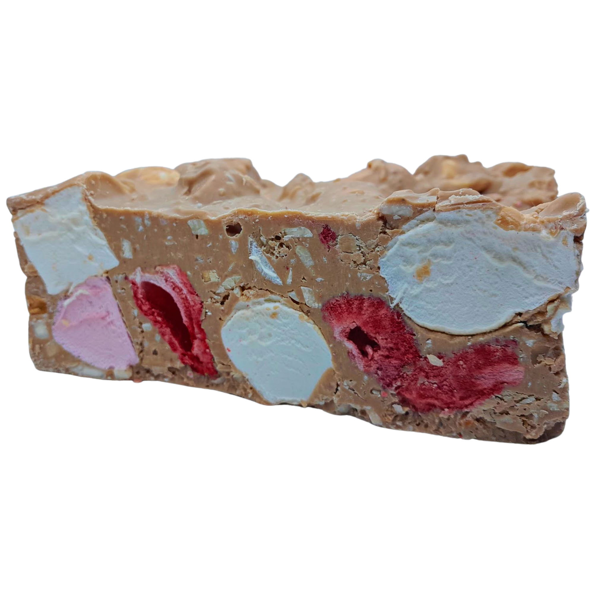 Rocky Road Strawberries and Almond Caramel Chocolate Block 500g