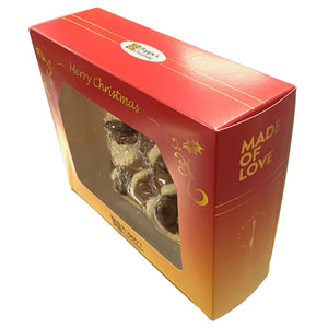 Angled view of the Santa Cool & Easy gift box showing the lid, side and clear front window.