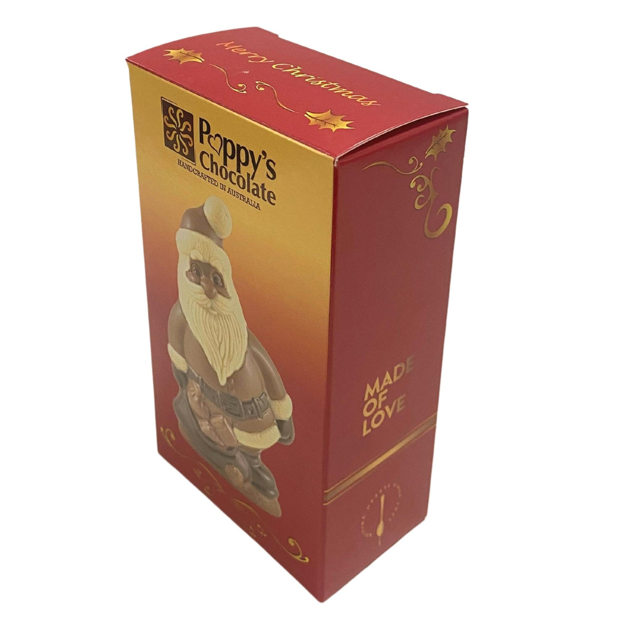 Angled view of the Santa gift box showing the front, side and lid.