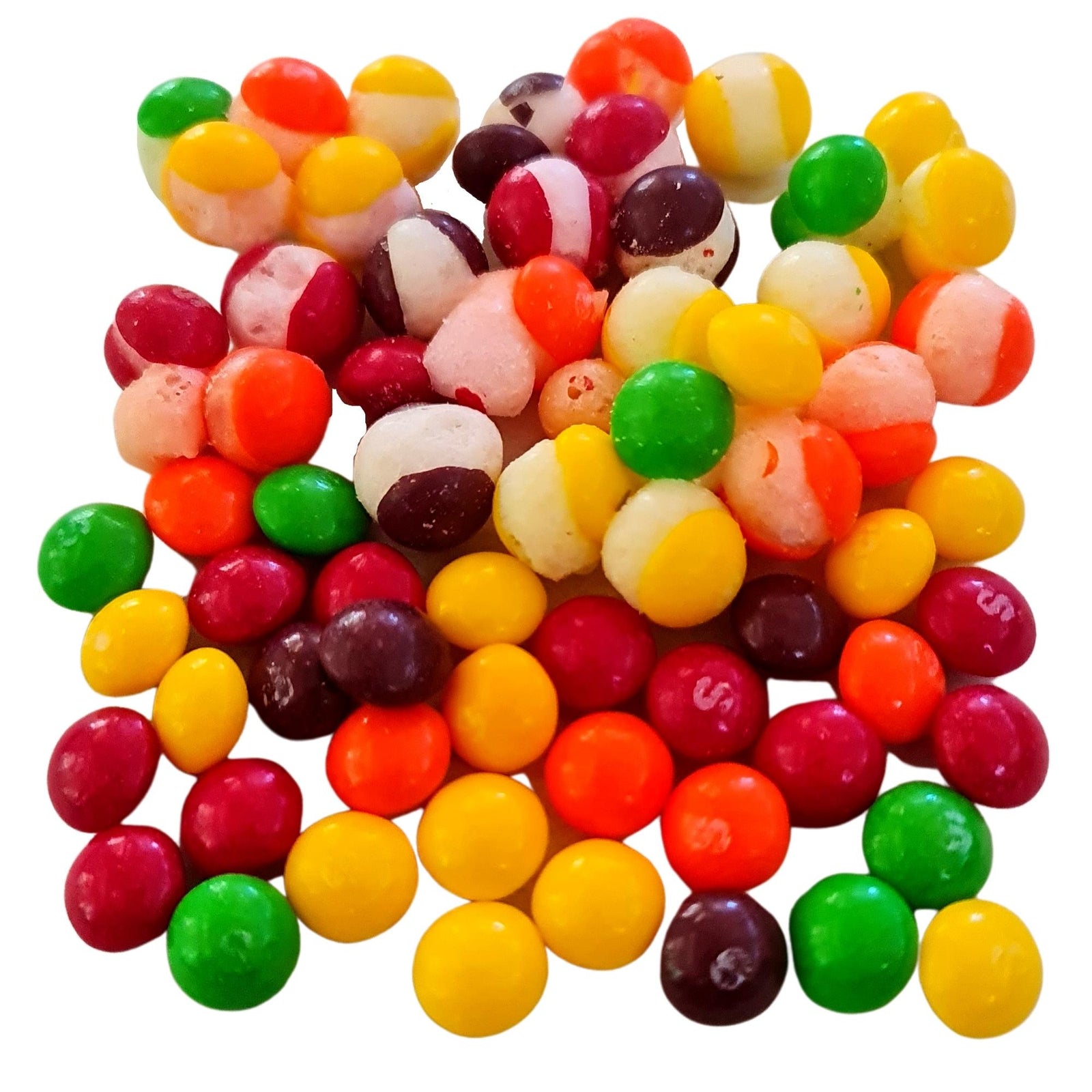 Poppy's Chocolate Freeze Dried Rainbow Crunch Lollies Candy Made with Genuine Skittles Freeze Dried Lollies